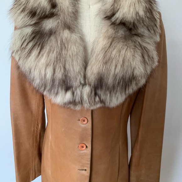 Vintage Fox Fur Collar in Cream with dark brown tips - Picture 5 of 7